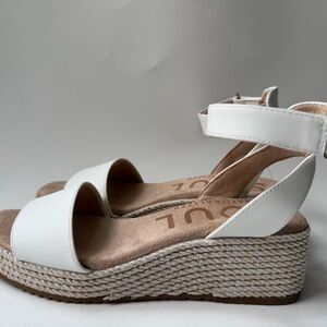 Soul Naturalizer Gloria White Espadrille Wedge Sandals with Ankle Strap Size 8M